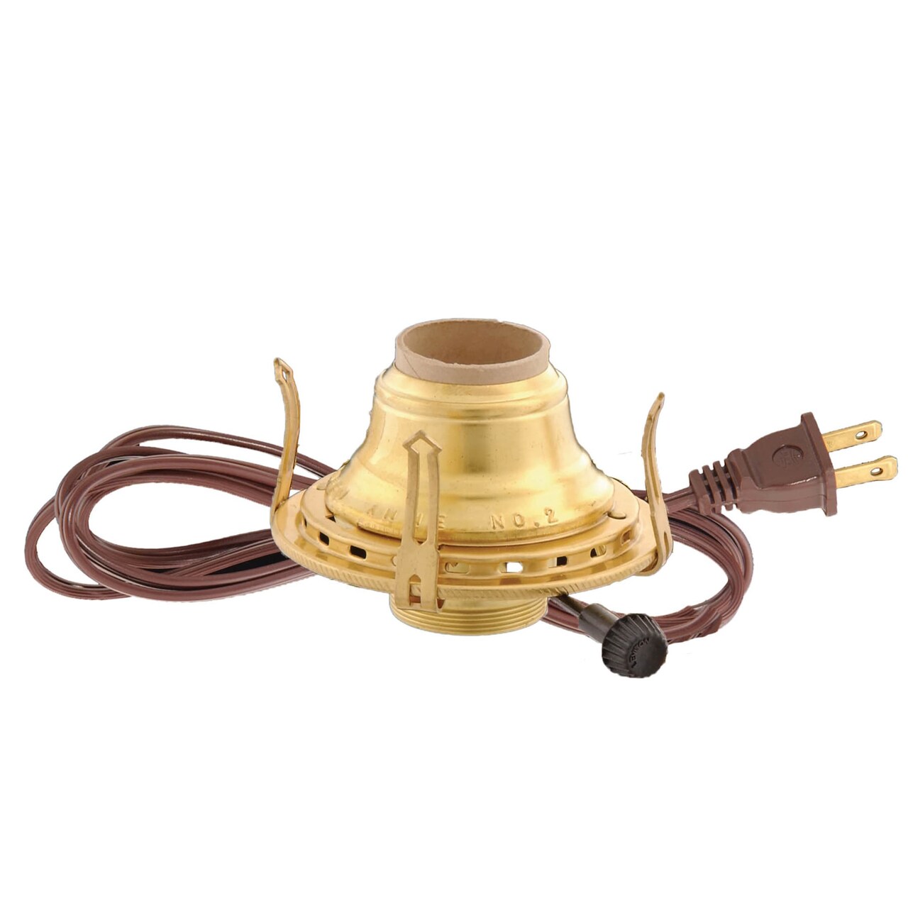 Lehman's Brass #2 Electric Converter Burner for Oil Lamps with Brown Cord